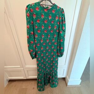 Vintage Floral Green Dress